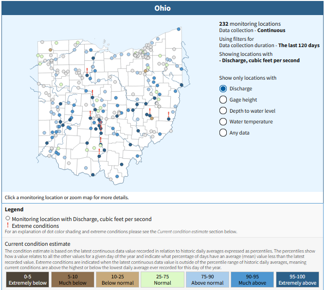 ohio stream flow map